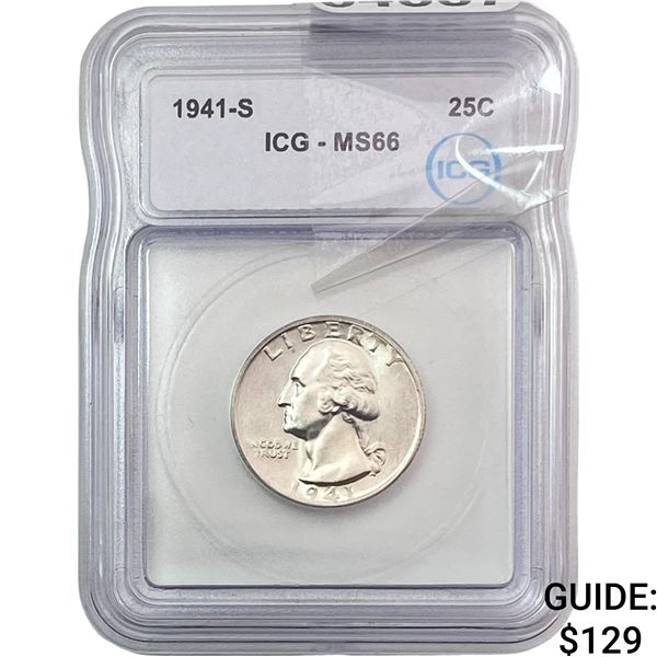 1941-S Washington Silver Quarter ICG MS66