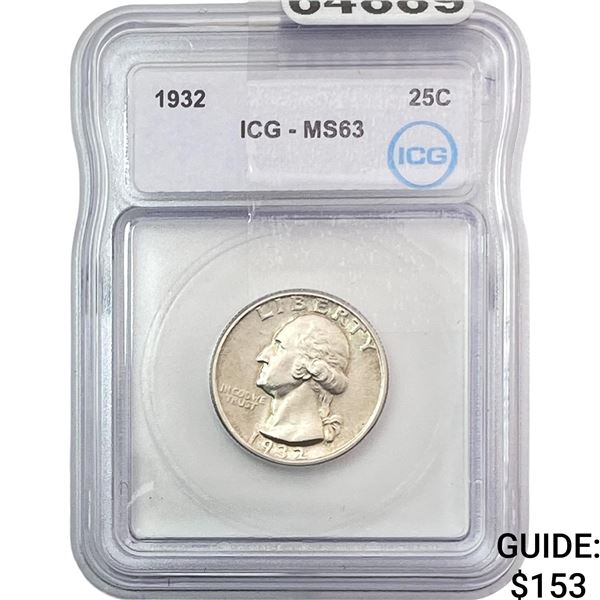 1932 Washington Silver Quarter ICG MS63
