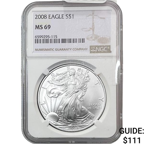 2008 $1 Silver Eagle NGC MS69