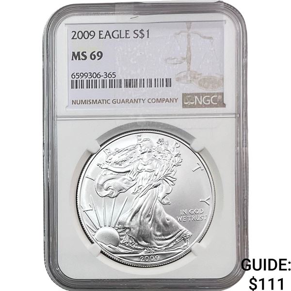 2009 $1 Silver Eagle NGC MS69