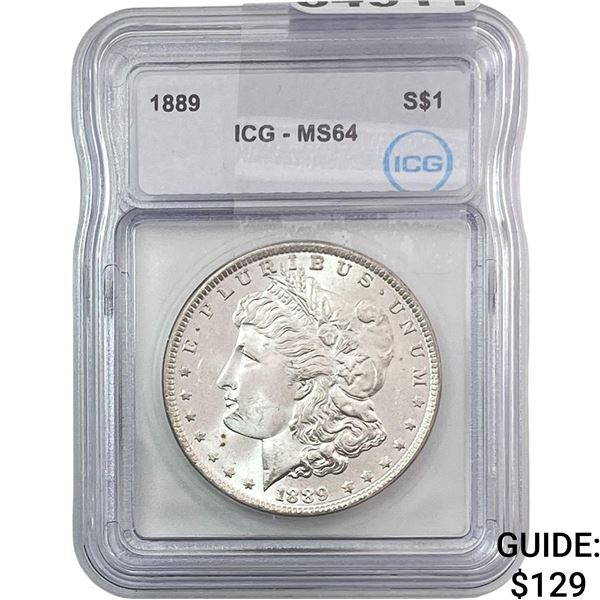 1889 Morgan Silver Dollar ICG MS64