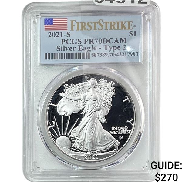 2021-S $1 Silver Eagle PCGS PR70 DCAM Type 2