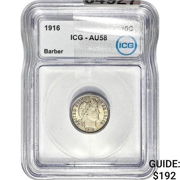 1916 Mercury Silver Dime ICG AU58