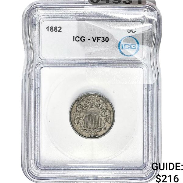 1882 Shield Nickel ICG VF30