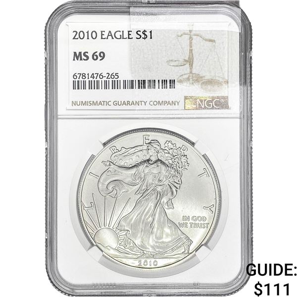 2010 $1 Silver Eagle NGC MS69