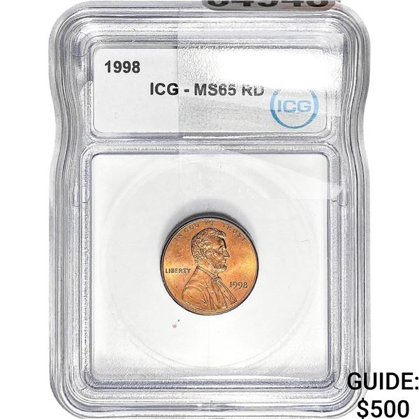 1998 Wide AM Lincoln Cent ICG MS65 RD