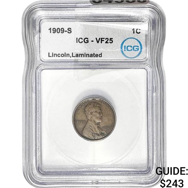 1909-S Wheat Cent ICG VF25