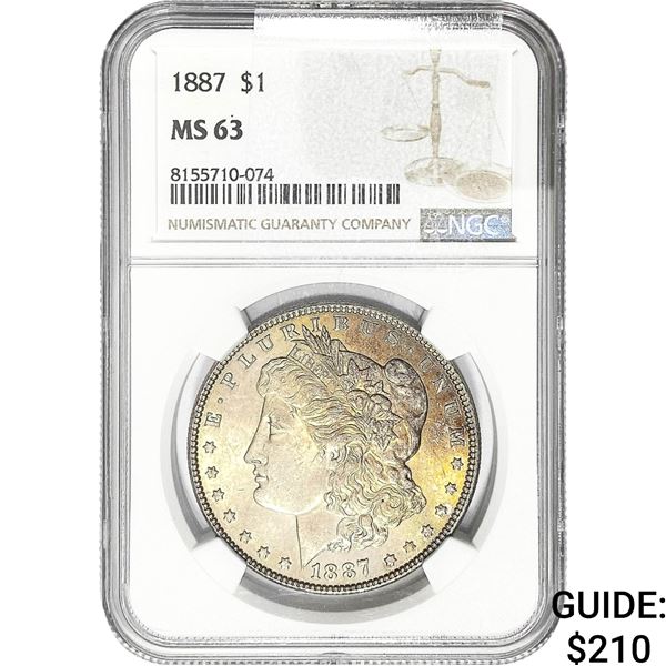 1887 Morgan Silver Dollar NGC MS63