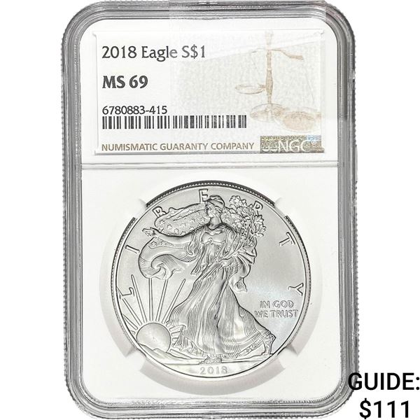 2018 $1 Silver Eagle NGC MS69