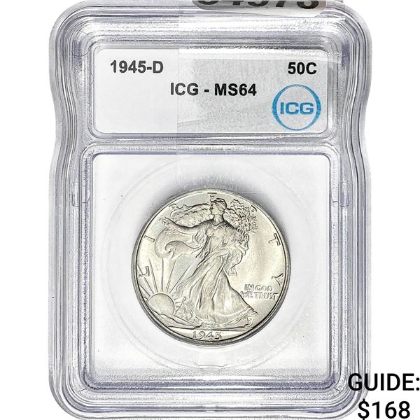 1945-D Walking Liberty Half Dollar ICG MS64
