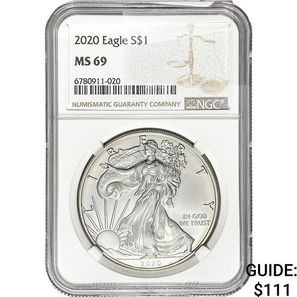2020 $1 Silver Eagle NGC MS69