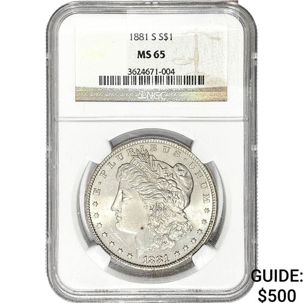 1881-S Morgan Silver Dollar NGC MS65