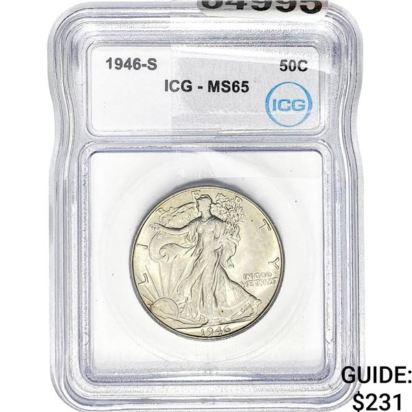 1946-S Walking Liberty Half Dollar ICG MS65