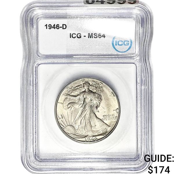 1946-D Walking Liberty Half Dollar ICG MS64