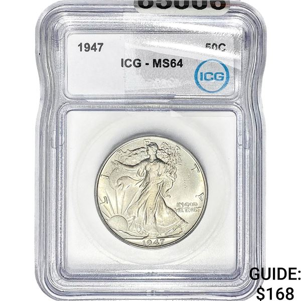 1947 Walking Liberty Half Dollar ICG MS64