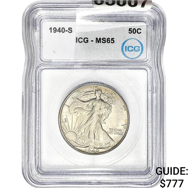 1940-S Walking Liberty Half Dollar ICG MS65