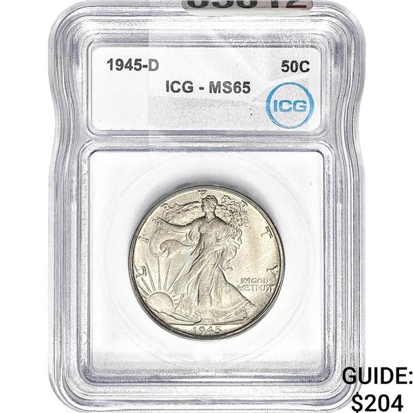 1945-D Walking Liberty Half Dollar ICG MS65