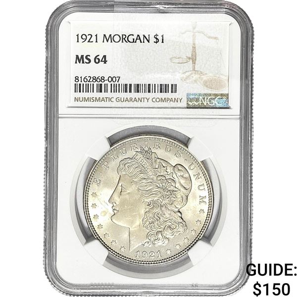 1921 Morgan Silver Dollar NGC MS64