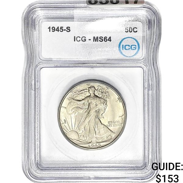 1945-S Walking Liberty Half Dollar ICG MS64