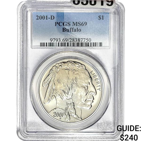 2001-D Buffalo Silver Dollar PCGS MS69