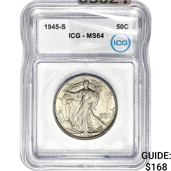 1945-S Walking Liberty Half Dollar ICG MS64