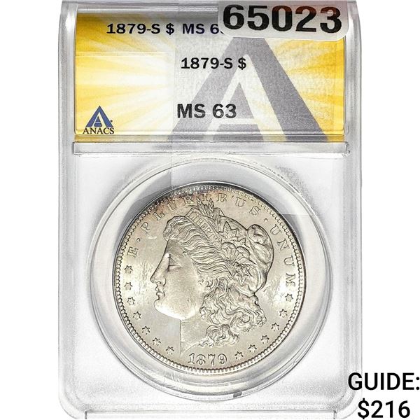 1879-S Morgan Silver Dollar ANACS MS63