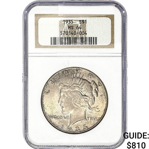 1935 Silver Peace Dollar NGC MS64