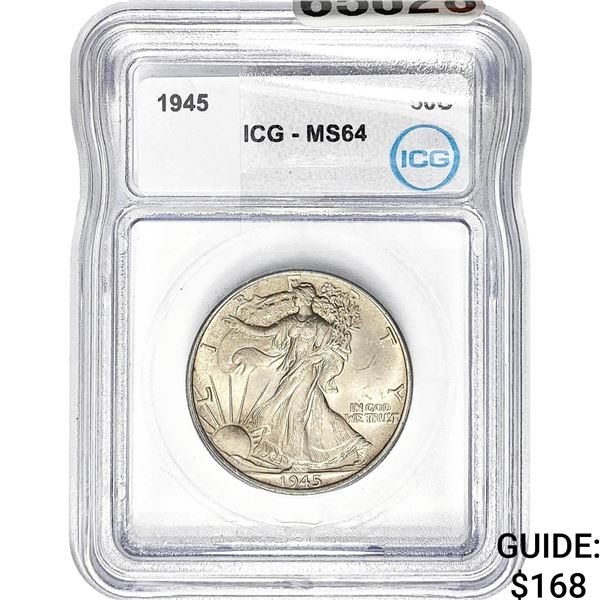 1945 Walking Liberty Half Dollar ICG MS64
