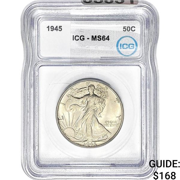 1945 Walking Liberty Half Dollar ICG MS64
