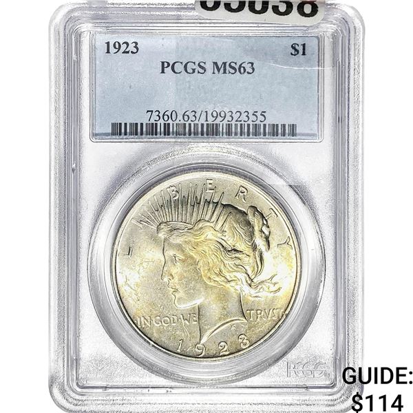 1923 Silver Peace Dollar PCGS MS63