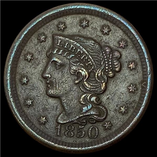 1850 Braided Hair Large Cent NEARLY UNCIRCULATED