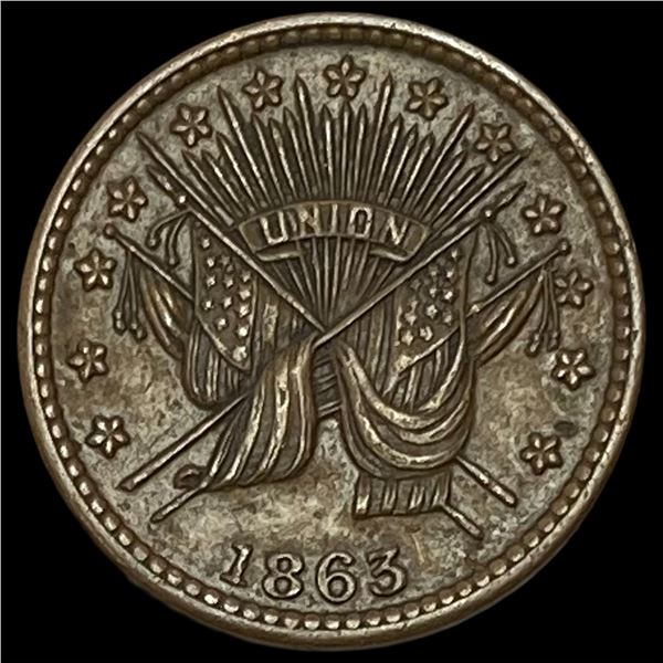 1863 Civil War Token-Union Flags/Stars UNCIRCULATED