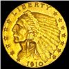 Image 1 : 1910 Indian Head $2.5 Gold Quarter Eagle CLOSELY UNCIRCULATED