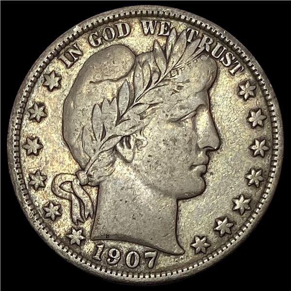 1907-D Silver Barber Half Dollar LIGHTLY CIRCULATED
