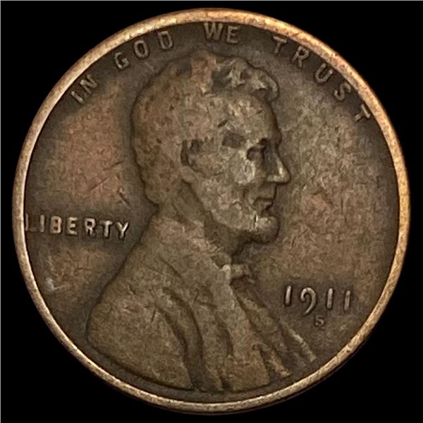 1911-S Lincoln Wheat Cent LIGHTLY CIRCULATED
