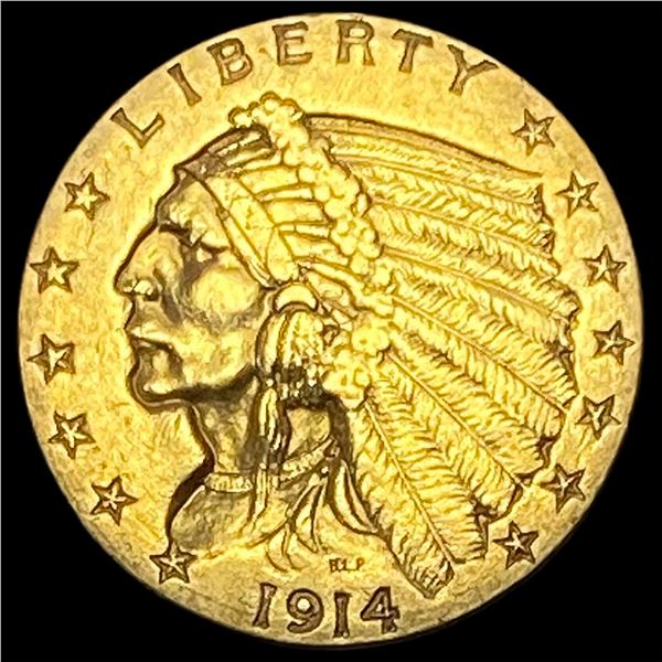 1914 Gold Indian Head $2.50 CLOSELY UNCIRCULATED