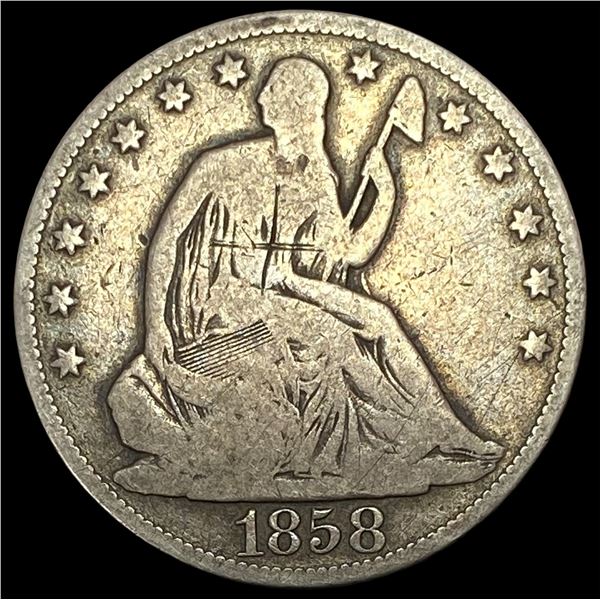 1858-O Seated Liberty Half Dollar LIGHTLY CIRCULATED