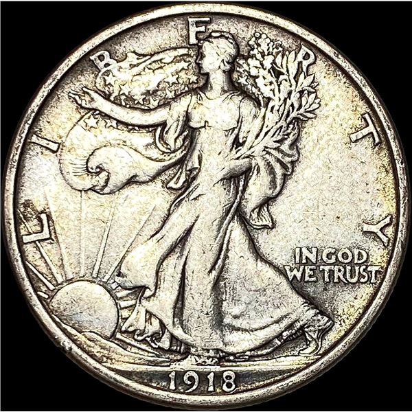 1918-D Silver Walking Liberty Half Dollar LIGHTLY CIRCULATED