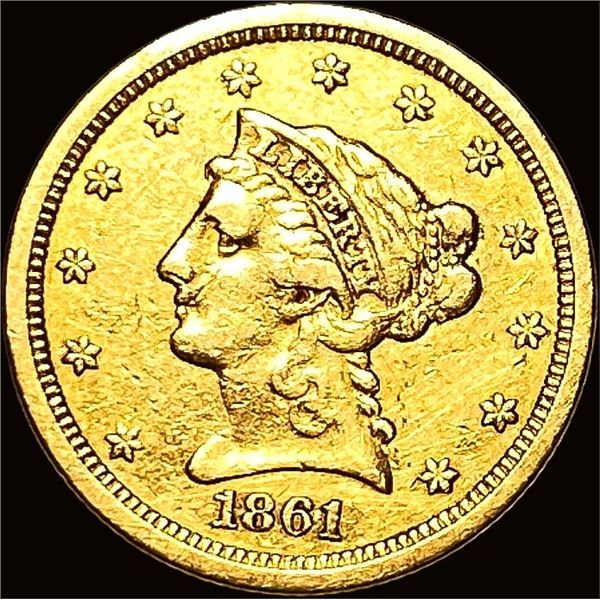 1861-S Gold $2.50 Liberty Head Quarter Eagle CLOSELY UNCIRCULATED