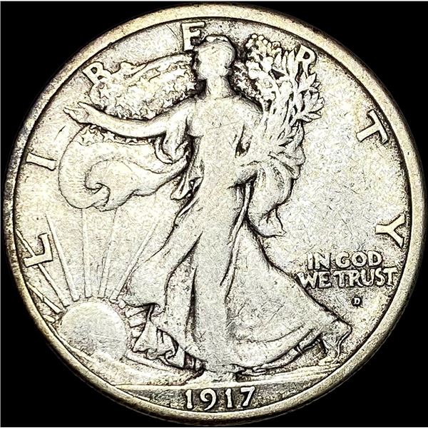 1917-D Silver Walking Liberty Half Dollar LIGHTLY CIRCULATED