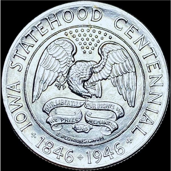 1946 Silver Iowa Centennial Half Dollar SUPERB GEM BU