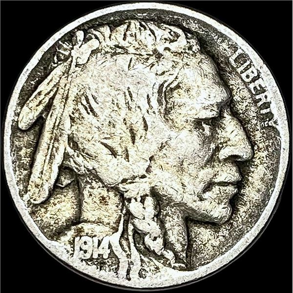 1914-D Buffalo Nickel Five Cents LIGHTLY CIRCULATED
