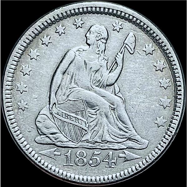 1854 Arrows Seated Liberty Quarter CHOICE AU