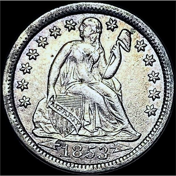 1853 Arrows Seated Liberty Dime CHOICE AU