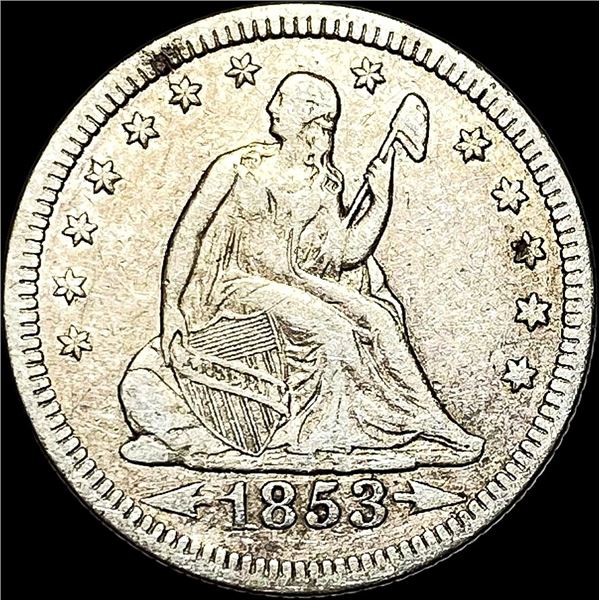 1853 Arrows/Rays Seated Liberty Quarter NEARLY UNCIRCULATED