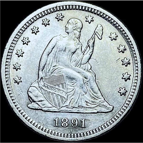1891 Seated Liberty Silver Quarter Dollar CHOICE AU