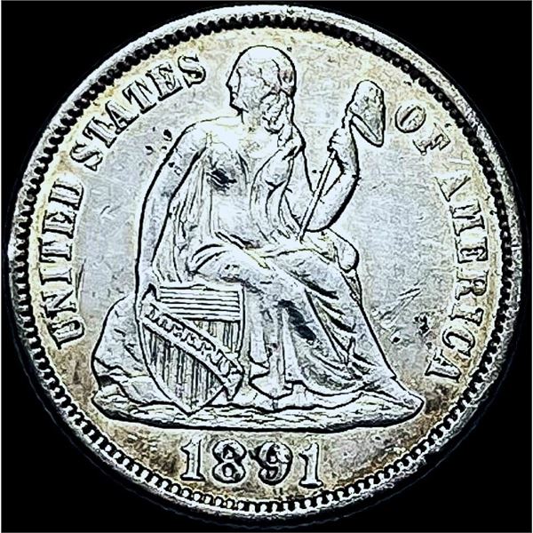 1891 Silver Seated Liberty Dime CHOICE AU