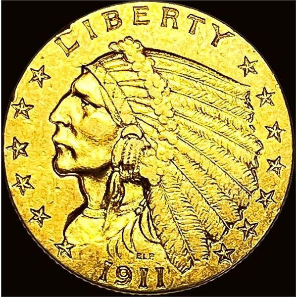 1911 Indian Head Gold $2.50 Quarter Eagle CHOICE AU