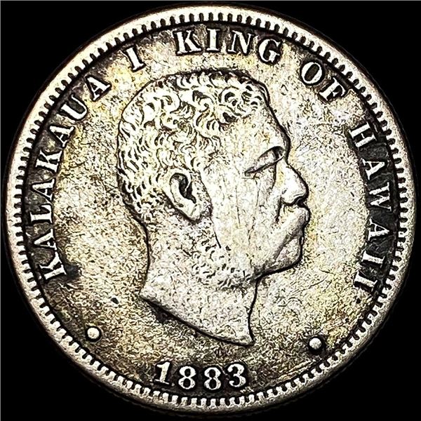 1883 Silver 1/4 Dollar Hawaii Kalakaua I NEARLY UNCIRCULATED