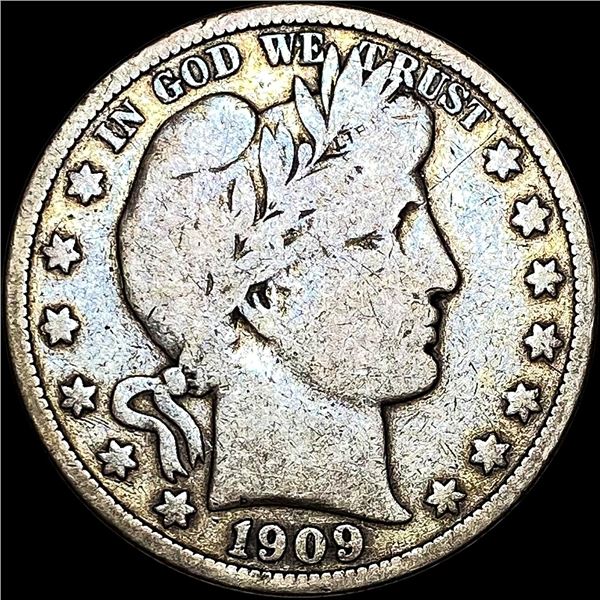 1909-S Silver Barber Half Dollar LIGHTLY CIRCULATED